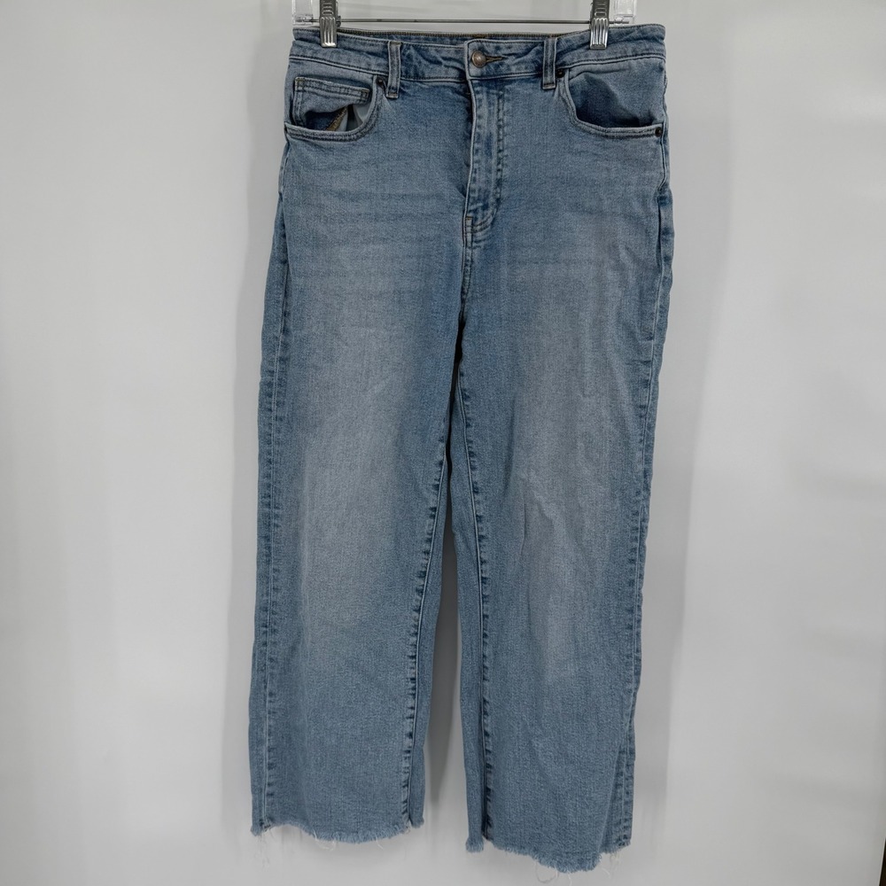 Oliver Logan Jeans Women 30 Blue Raw Hem Straight Leg Light Wash High Rise - Picture 2 of 9